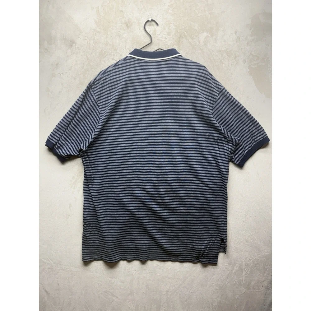VTG 90s Polo Golf Ralph Lauren Polo Shirt Mens XXL Blue Gray Striped Crest